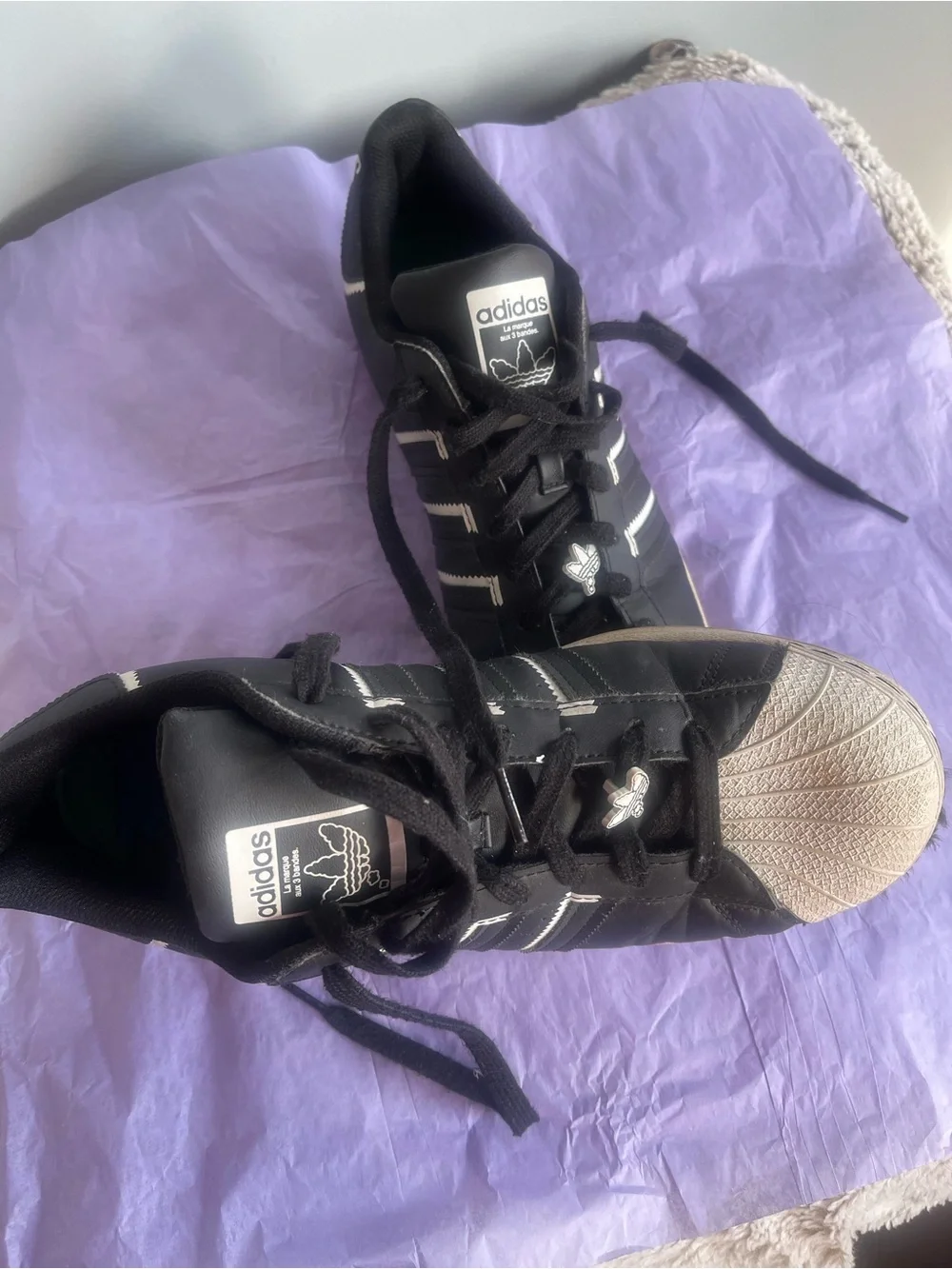 adidas Black White Shell-Toe Sneakers